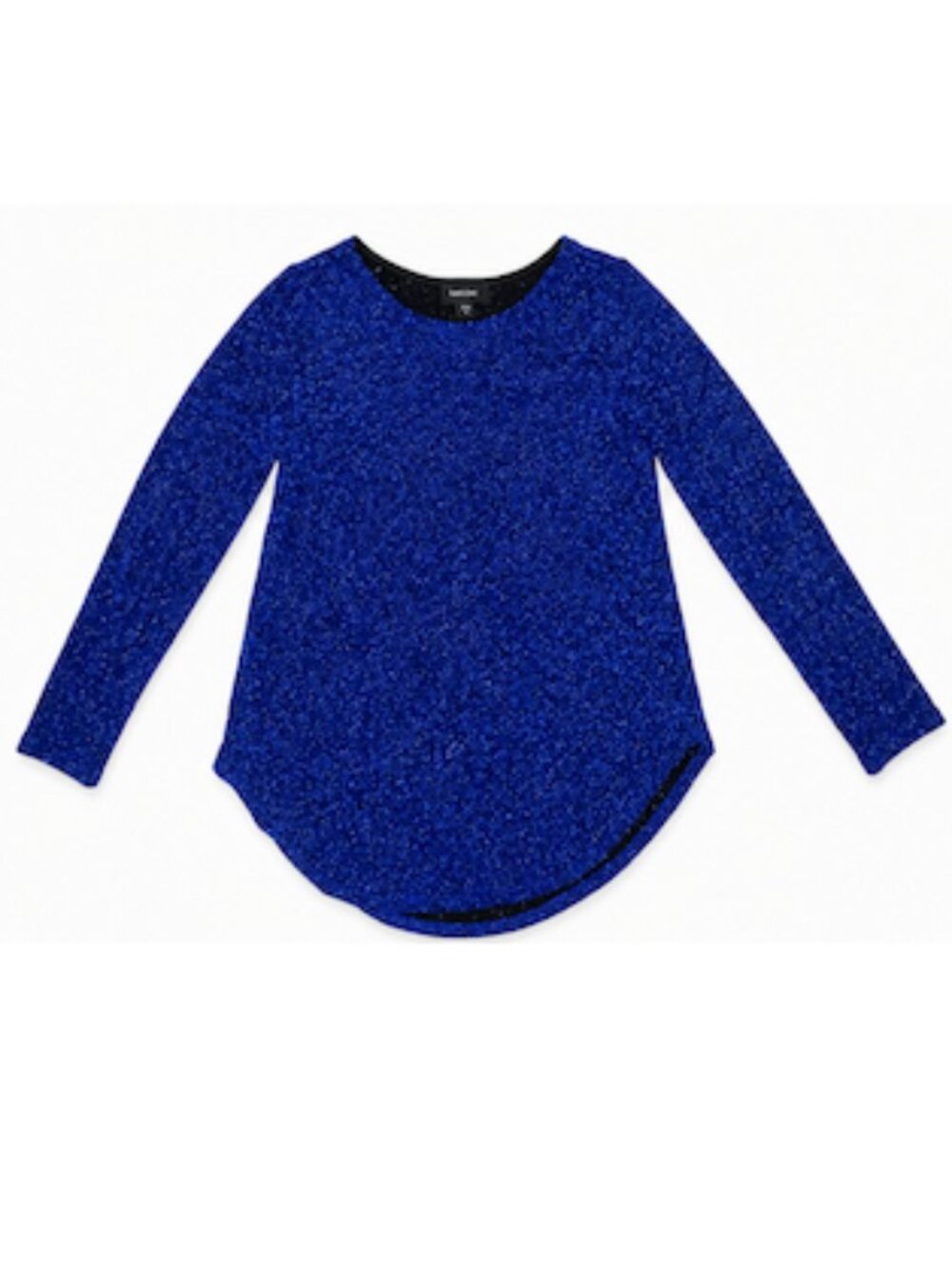 Karen Kane Shimmer Lurex Top Small Cobalt Blue Metallic Long Sleeve Size Small